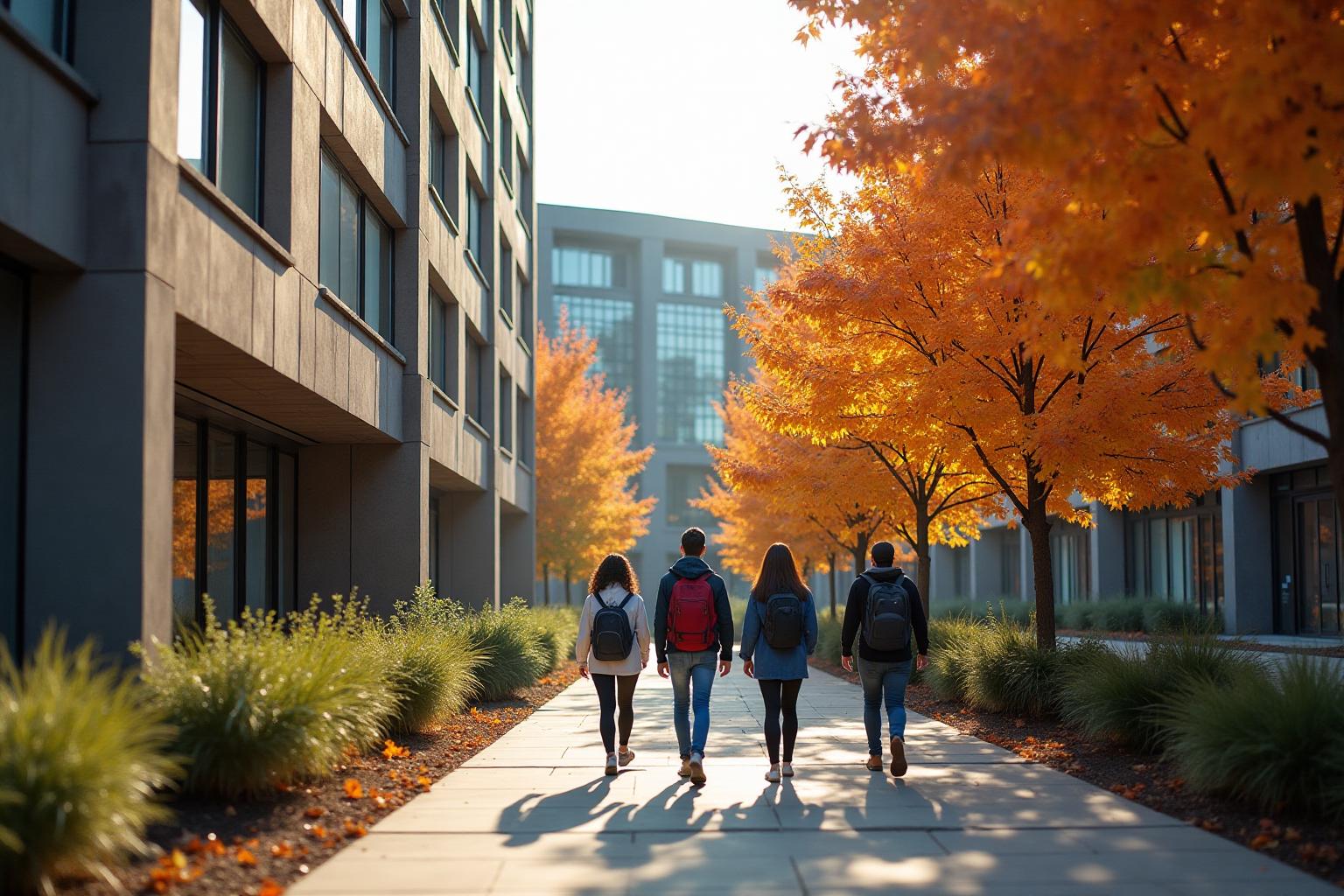 University campus with students